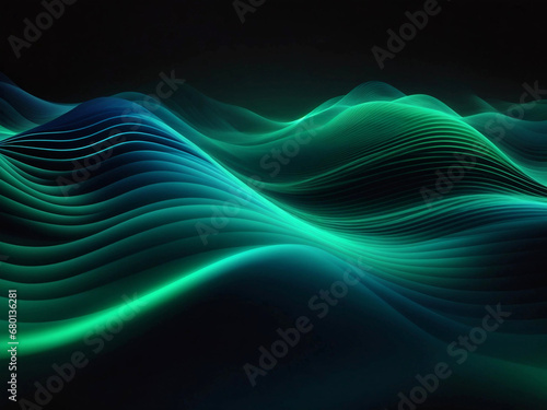 Wallpaper Mural Abstract wave lines smooth flowing green background Ai generated. Torontodigital.ca