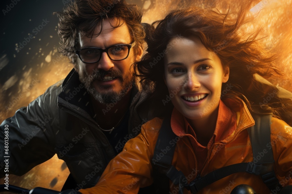 persons, couple sitting on a motorcycle persons, couple sitting on a motorcycle
