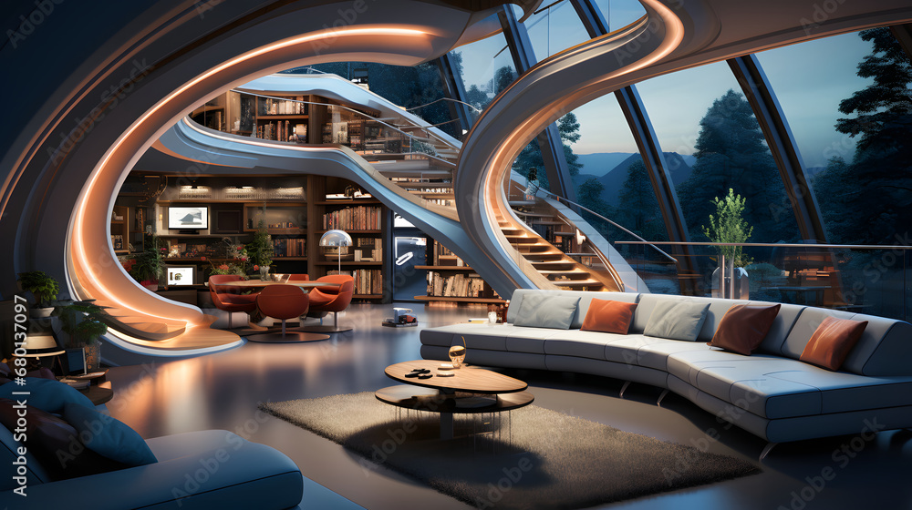 Fototapeta premium interior of a futuristic house