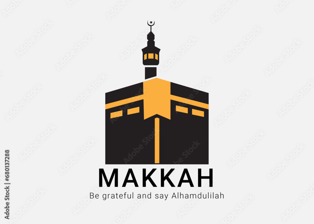 makkah kaaba hajj omra logo with text space for your slogan / tag line, vector illustration