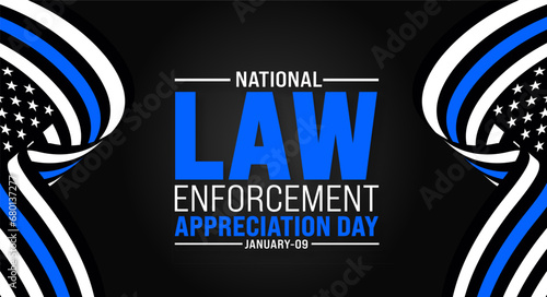 Law enforcement appreciation day background design template use to background, banner, placard, card, book cover,  and poster design template with text inscription and standard color. vector photo