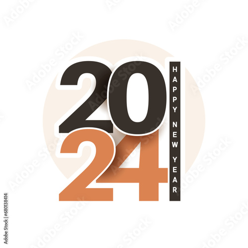 2024,Happy New year With colorful truncated number poster illustration