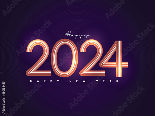 2024,Happy New year With colorful truncated number poster illustration