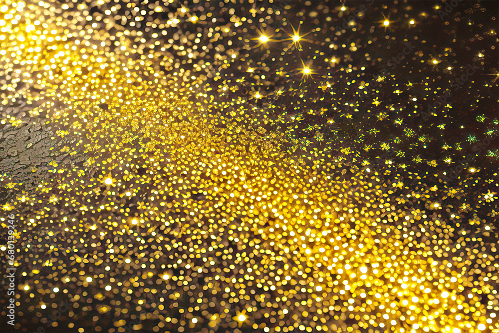 Illustration: glittering gold powder, luxury black background