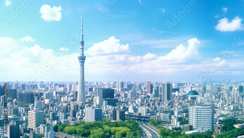 青空と東京の街並み photo