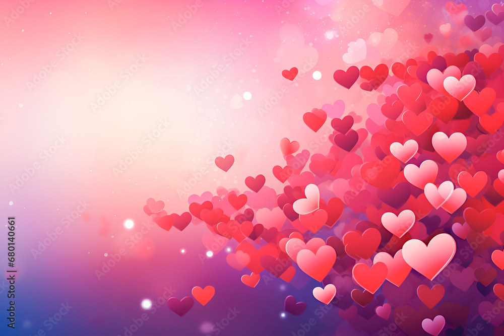 Background with flying red hearts with copy space