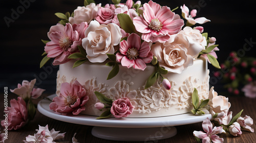 wedding cake decorated with flowers