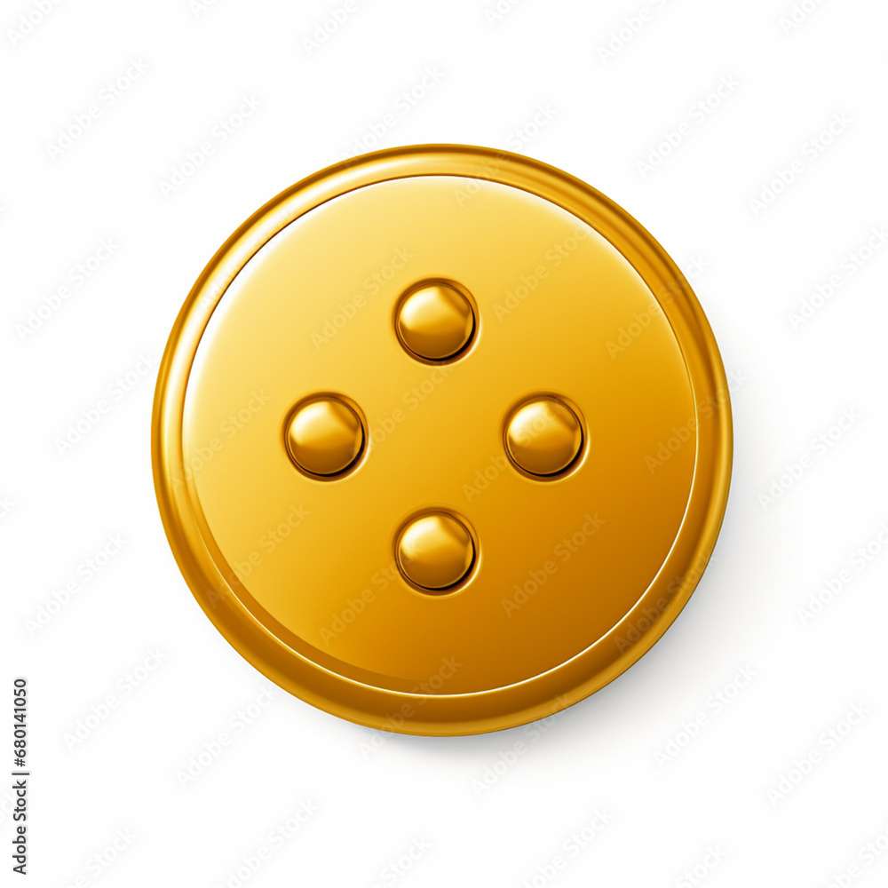 golden button on a white background created with Generative Ai golden button on a white background created with Generative Ai