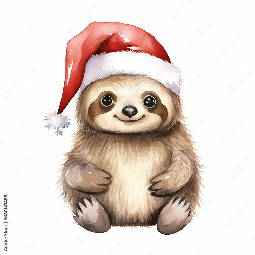 Christmas Baby Sloth Wearing a Santa Hat Christmas Baby Sloth Wearing a Santa Hat