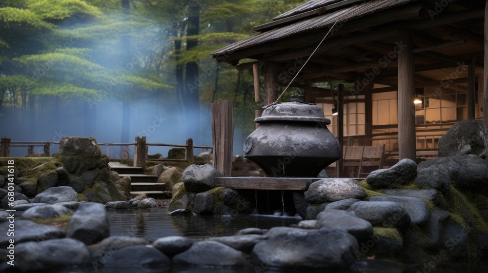 traditional Japanese style outdoor hot spring traditional Japanese style outdoor hot spring