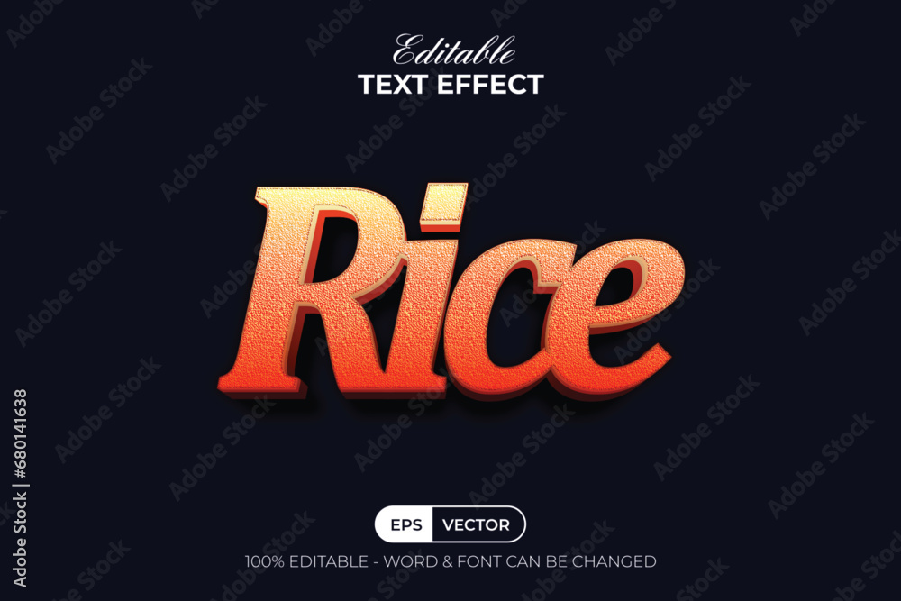 Rice Editable 3d Text Effect Style Vector 