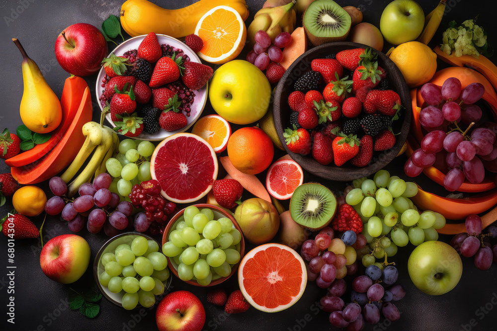 Piles of delicious fruit laid out together Piles of delicious fruit laid out together