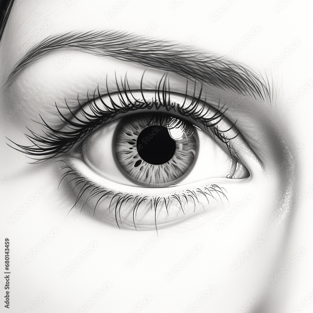 drawing by hand gray color pencil eye female minimalism classic created with Generative Ai drawing by hand gray color pencil eye female minimalism classic created with Generative Ai