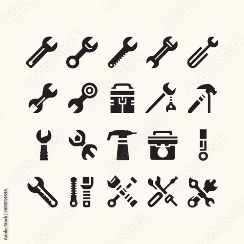 Tool icons Pixel perfect. Setup, data, support, vector. 