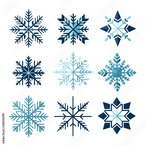 Set of watercolor snowflakes vector.