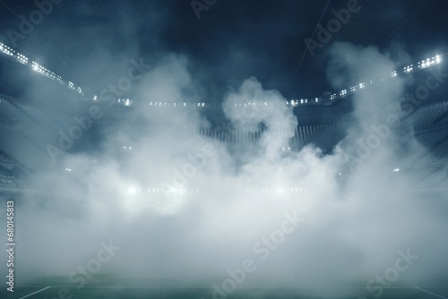 Smoke and fog in a stadium for inaugurating an event or tournament photo
