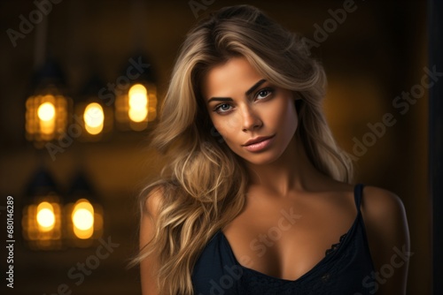 Portrait of a fashion model at a night event