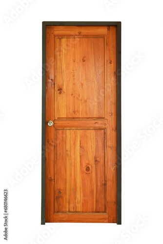 old wooden door isolated on white background. This has clipping path. 