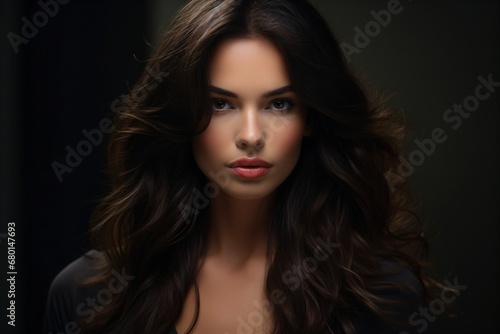 Portrait photography of a beautiful and cute brunette woman