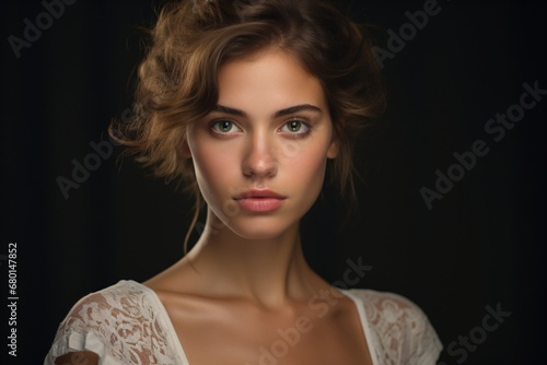 Portrait photography of a blonde cute and pretty woman