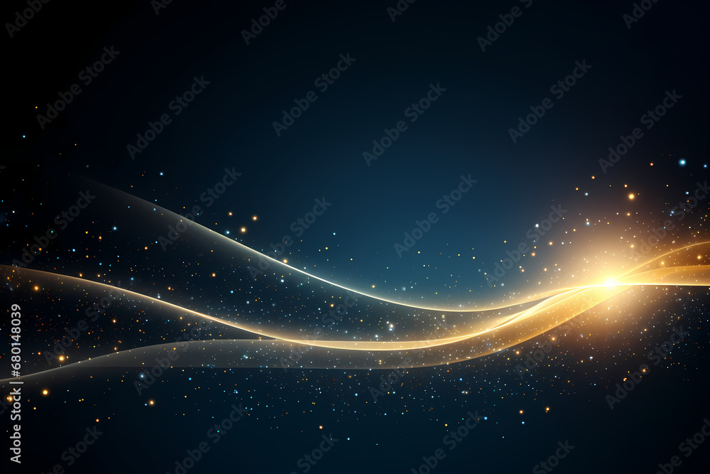 abstract blue and gold background with particles. golden light sparkle and star shape on dark endless space wallpaper. Christmas theme. Shiny texture, galaxy concept - generative ai abstract blue and gold background with particles. golden light sparkle and star shape on dark endless space wallpaper. Christmas theme. Shiny texture, galaxy concept - generative ai