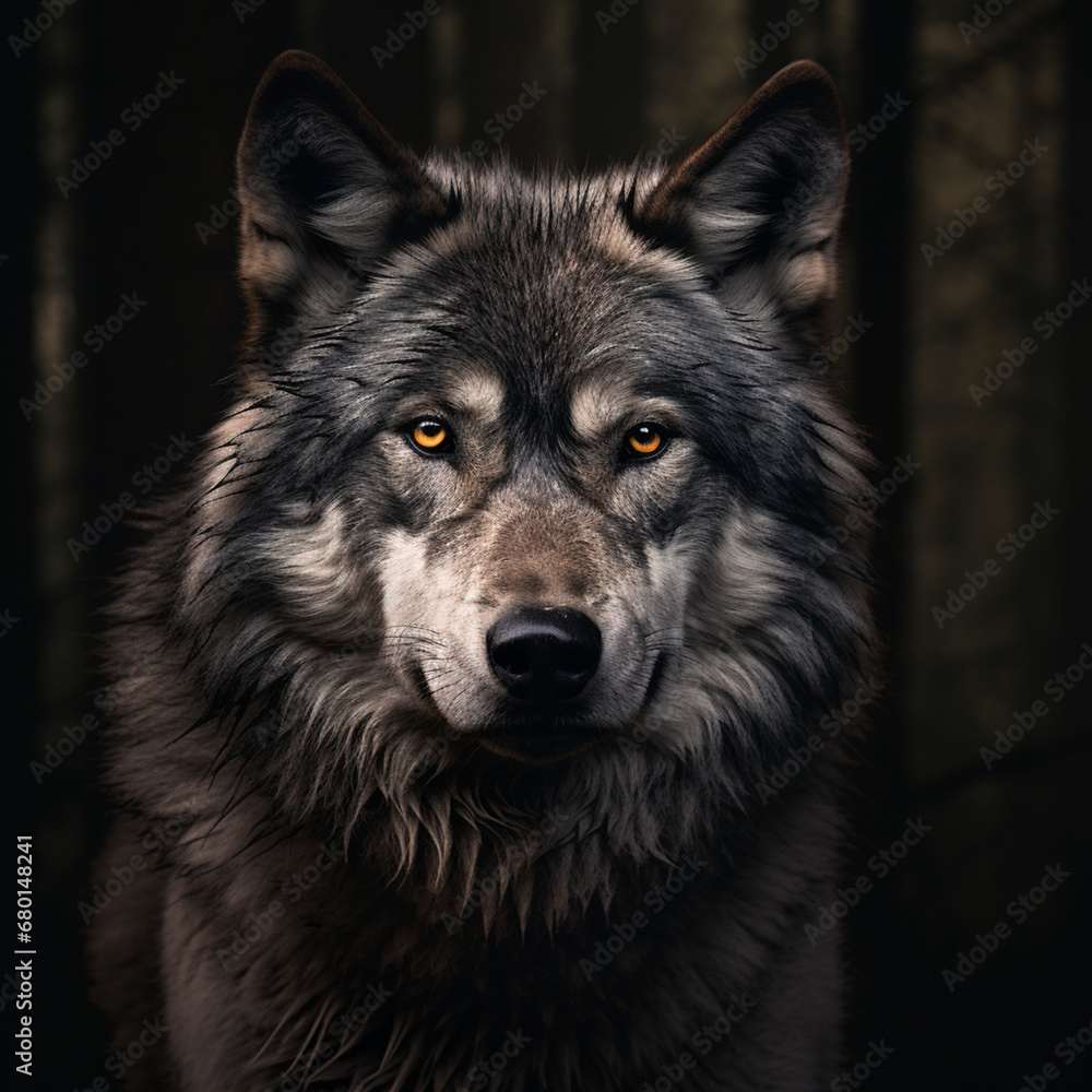 A dominant alpha wolf, showcasing its powerful rule and unstoppable dignity created with Generative Ai A dominant alpha wolf, showcasing its powerful rule and unstoppable dignity created with Generative Ai
