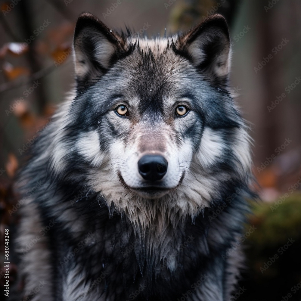 A dominant alpha wolf, showcasing its powerful rule and unstoppable dignity created with Generative Ai A dominant alpha wolf, showcasing its powerful rule and unstoppable dignity created with Generative Ai
