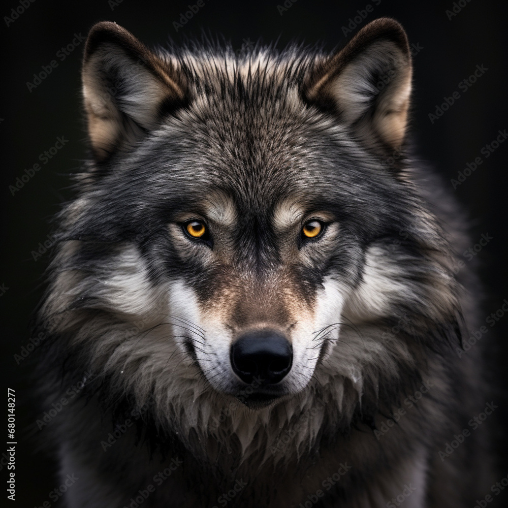 A dominant alpha wolf, showcasing its powerful rule and unstoppable dignity created with Generative Ai A dominant alpha wolf, showcasing its powerful rule and unstoppable dignity created with Generative Ai