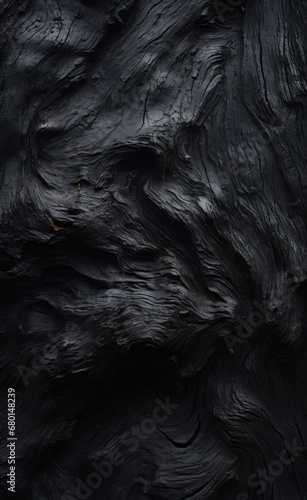 Emotional Abstraction: Detailed Atmospheric Portraits of a Dark Textured Black Rock, Close-Up Shots with Organic Flowing Forms and Accurate Topography © Sandu