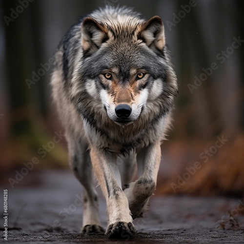 A dominant alpha wolf  showcasing its powerful rule and unstoppable dignity created with Generative Ai