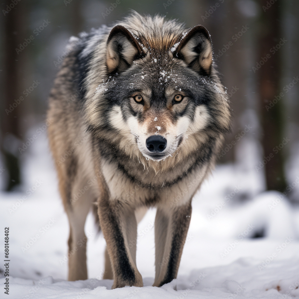 A dominant alpha wolf, showcasing its powerful rule and unstoppable dignity created with Generative Ai A dominant alpha wolf, showcasing its powerful rule and unstoppable dignity created with Generative Ai