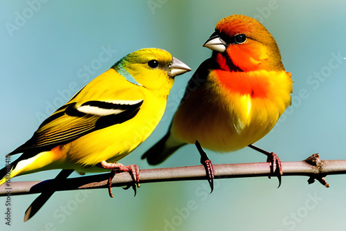 Male Goldfinch (Carduelis tristis) and female. Generative AI