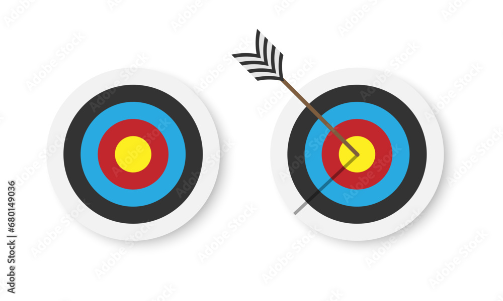 Set of blank targets and with arrows isolated on white background. Design for icons, shooting, archery or business goal targets. Vector illustration. EPS10 Set of blank targets and with arrows isolated on white background. Design for icons, shooting, archery or business goal targets. Vector illustration. EPS10