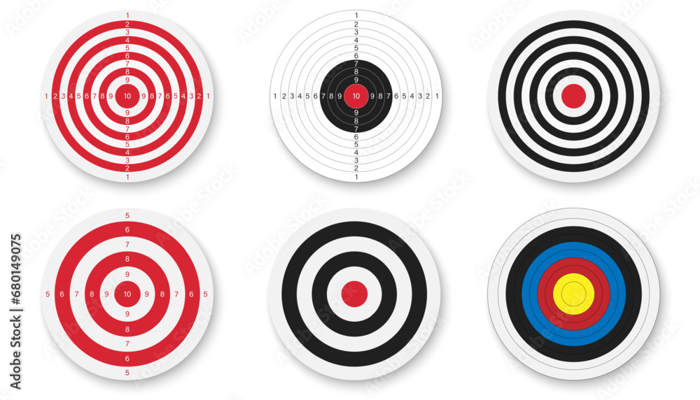 Set of blank arrows and blank gun target. Archery and Shooting targets set or reach the goal in business. on the white background Vector illustration. Set of blank arrows and blank gun target. Archery and Shooting targets set or reach the goal in business. on the white background Vector illustration.