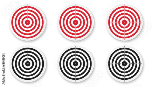 Set of blank arrows and blank gun target. Archery and Shooting targets set or reach the goal in business. on the white background Vector illustration.