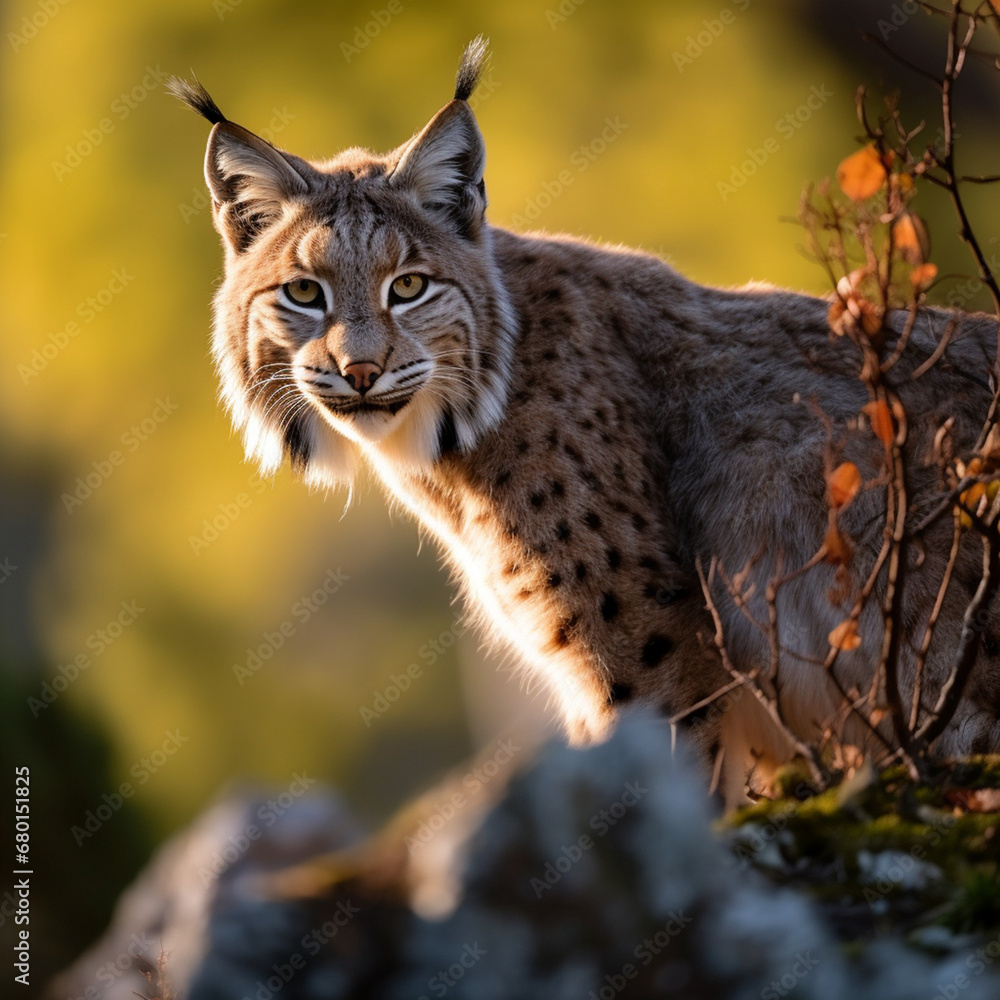 Obraz premium Balkan lynx, professional shot, wallpapers, 8k, film photography created with Generative Ai