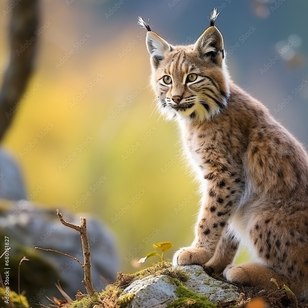 Fototapeta premium Balkan lynx, professional shot, wallpapers, 8k, film photography created with Generative Ai