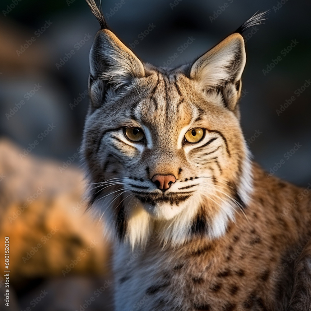 Obraz premium Balkan lynx, professional shot, wallpapers, 8k, film photography created with Generative Ai