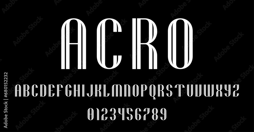 Set of alphabets font letters and numbers modern abstract design with lines vector illustration Set of alphabets font letters and numbers modern abstract design with lines vector illustration