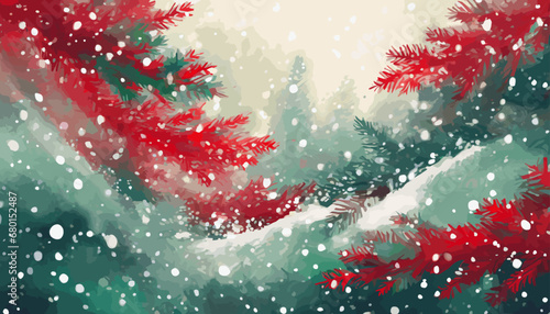 Playful and vibrant Christmas abstract backdrop, featuring a mix of festive reds, snowy whites, and evergreen greens.