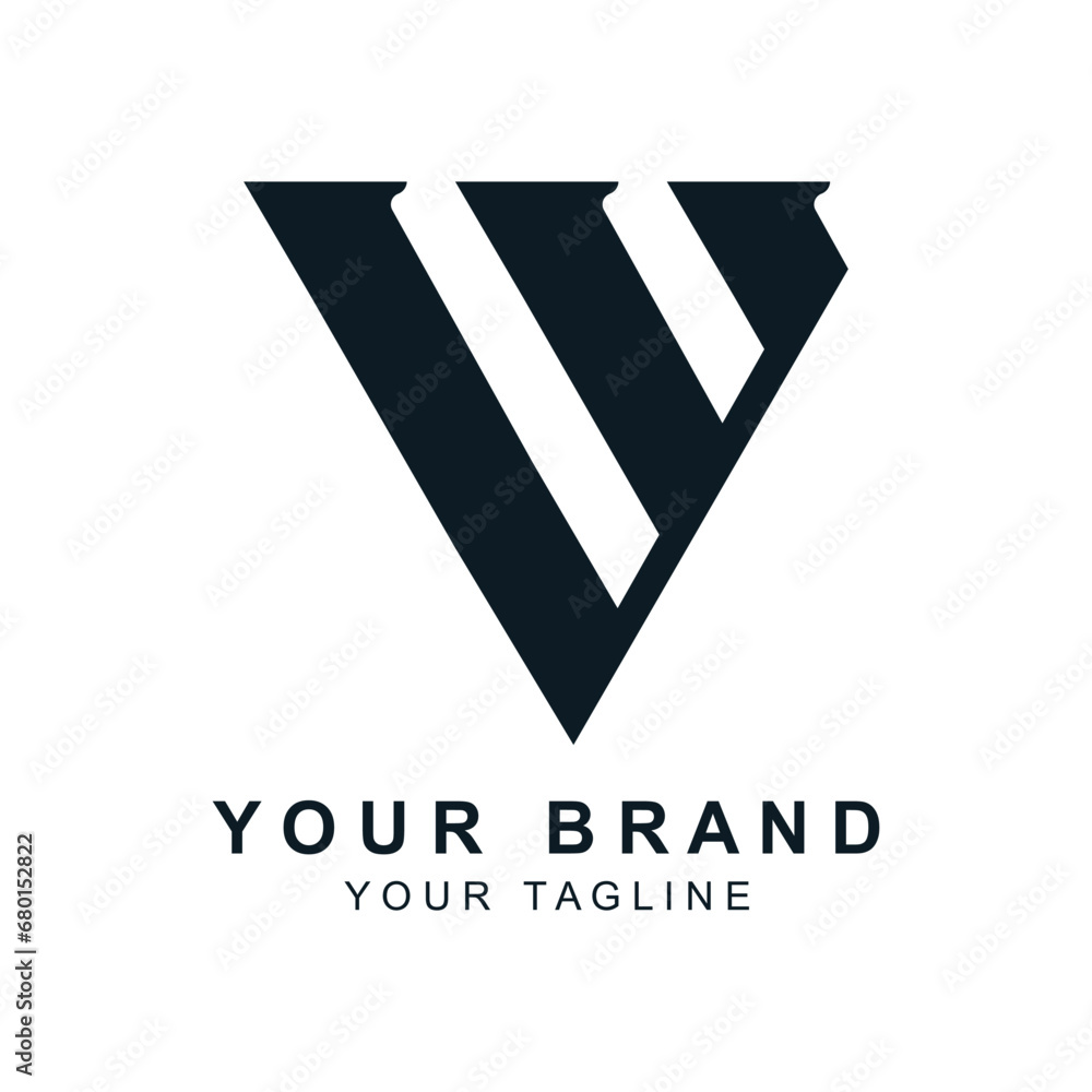 Modern abstract simple Letter W or V logo with Creative Modern Trendy Typography Modern abstract simple Letter W or V logo with Creative Modern Trendy Typography