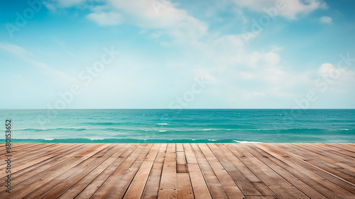 wooden floor on sea background view from below 