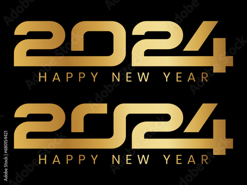 Happy new year 2024 design. With colorful truncated number illustrations. Premium vector design for poster, banner, greeting and new year 2024 celebration.