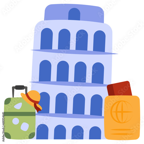 Modern design icon of Pisa tower

