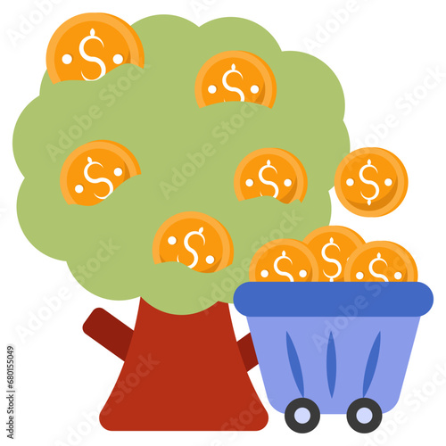 An icon design of bitcoin tree

