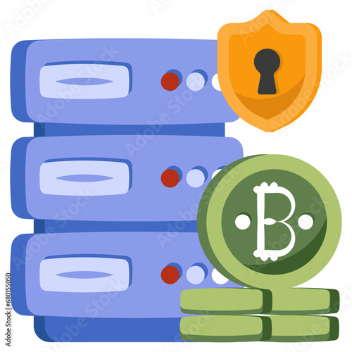 A creative design icon of bitcoin security 

