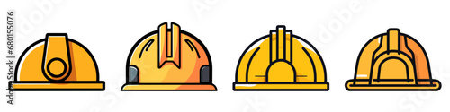 Set of Construction helmet icons. Cartoon hard hat icon.