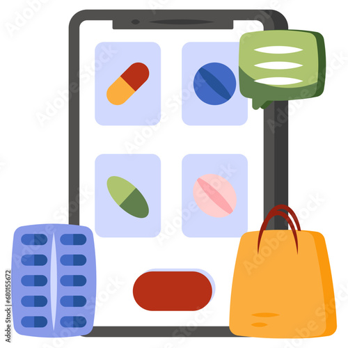Mobile medicines icon, editable vector 

