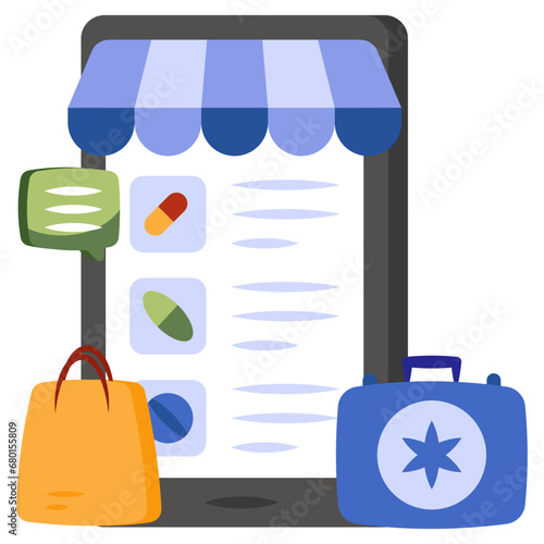 Mobile pharmacy icon, editable vector 

