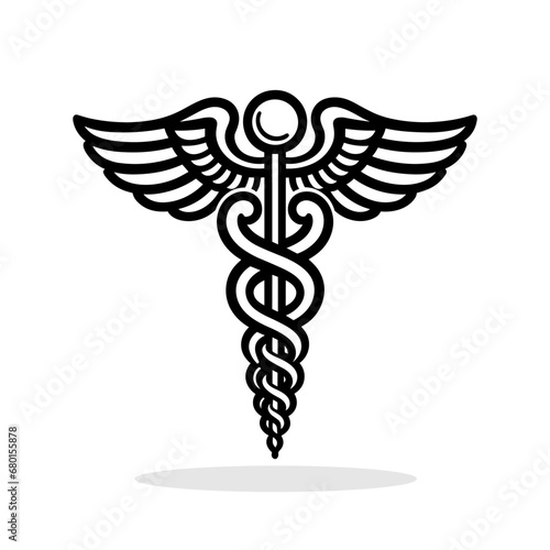 Caduceus medical symbol icon. Vector illustration
